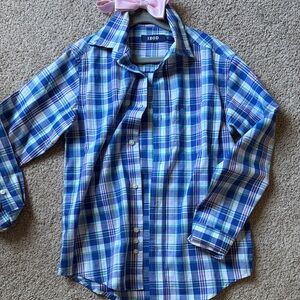 Izod Kids Multicolor Plaid Button Down Shirt with Bowtie, Size 8